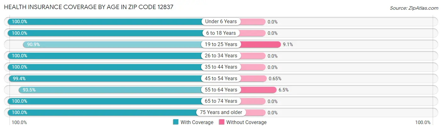 Health Insurance Coverage by Age in Zip Code 12837