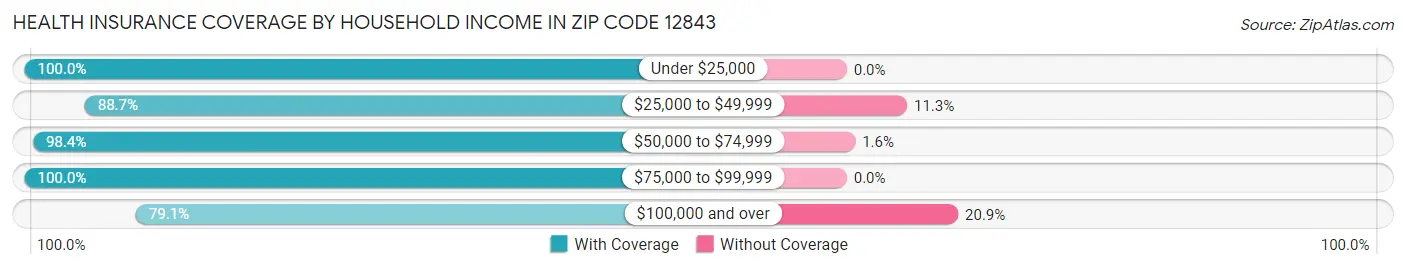 Health Insurance Coverage by Household Income in Zip Code 12843