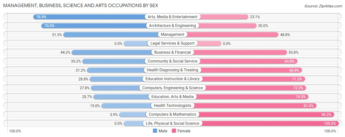 Management, Business, Science and Arts Occupations by Sex in Zip Code 12845
