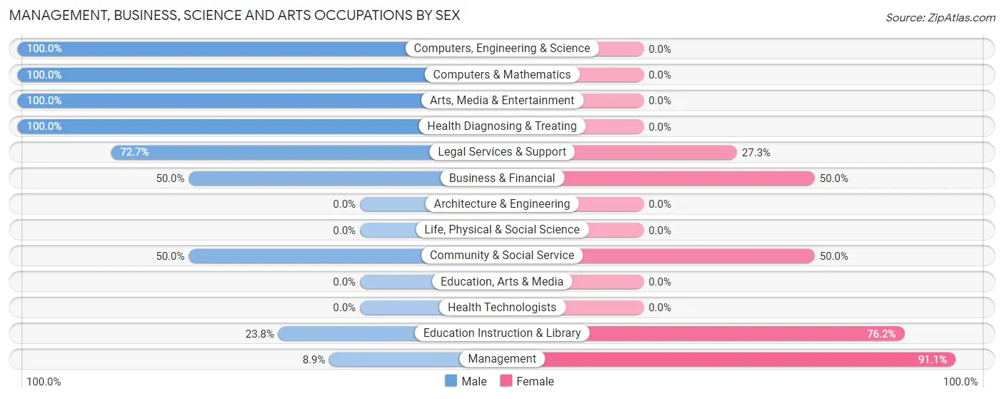 Management, Business, Science and Arts Occupations by Sex in Zip Code 12847