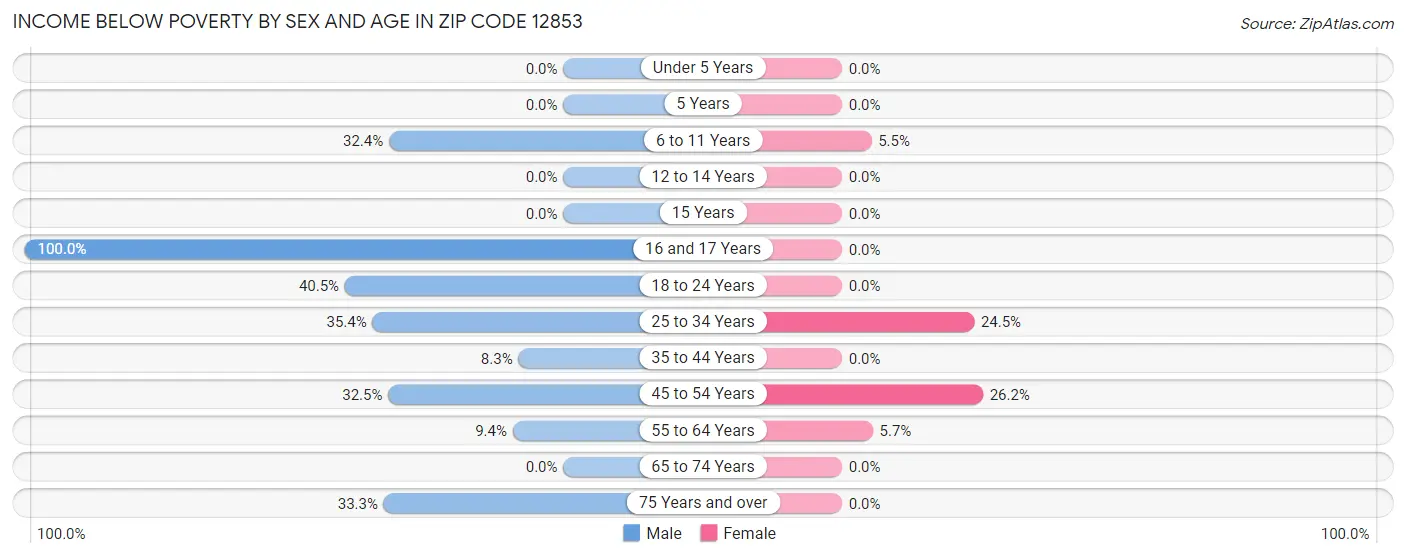 Income Below Poverty by Sex and Age in Zip Code 12853