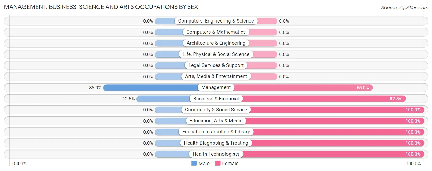 Management, Business, Science and Arts Occupations by Sex in Zip Code 12853