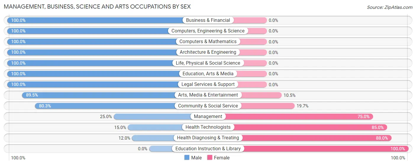 Management, Business, Science and Arts Occupations by Sex in Zip Code 12857