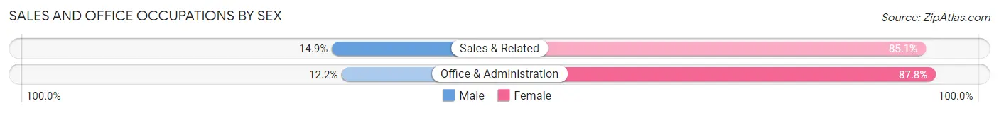 Sales and Office Occupations by Sex in Zip Code 12873
