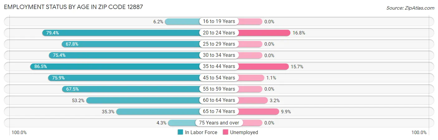 Employment Status by Age in Zip Code 12887