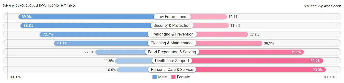 Services Occupations by Sex in Zip Code 12920