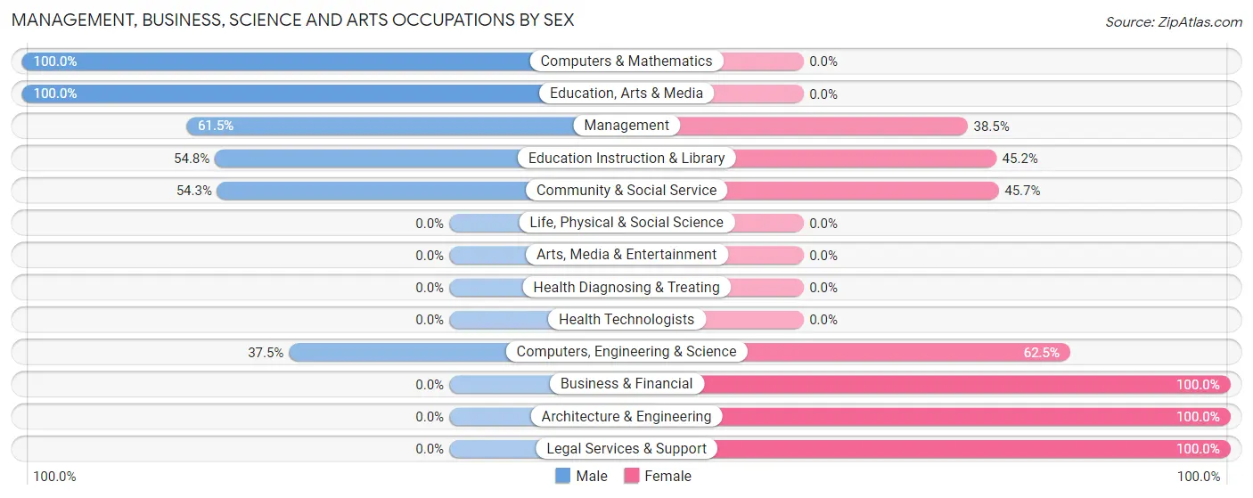 Management, Business, Science and Arts Occupations by Sex in Zip Code 12923