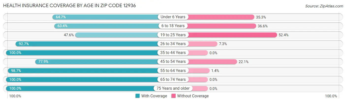 Health Insurance Coverage by Age in Zip Code 12936