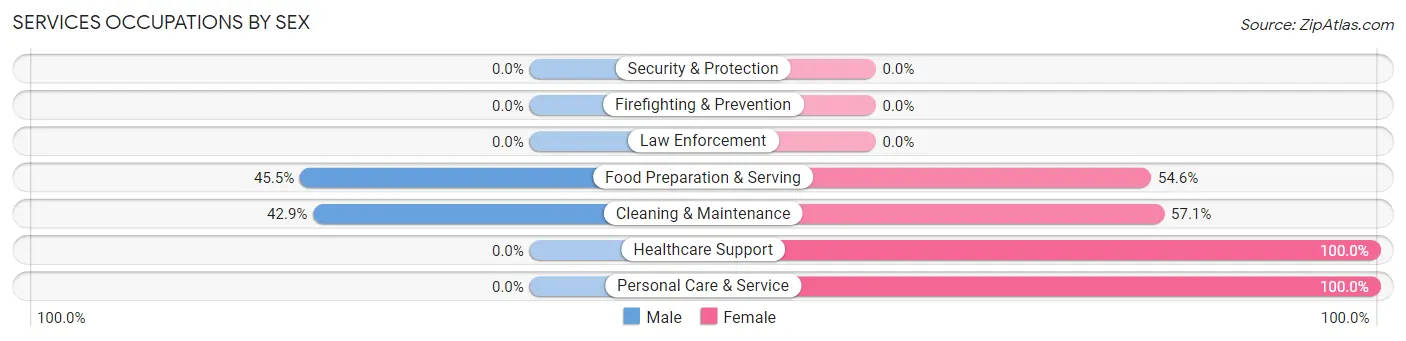 Services Occupations by Sex in Zip Code 12936
