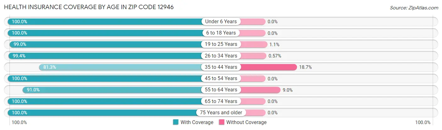 Health Insurance Coverage by Age in Zip Code 12946