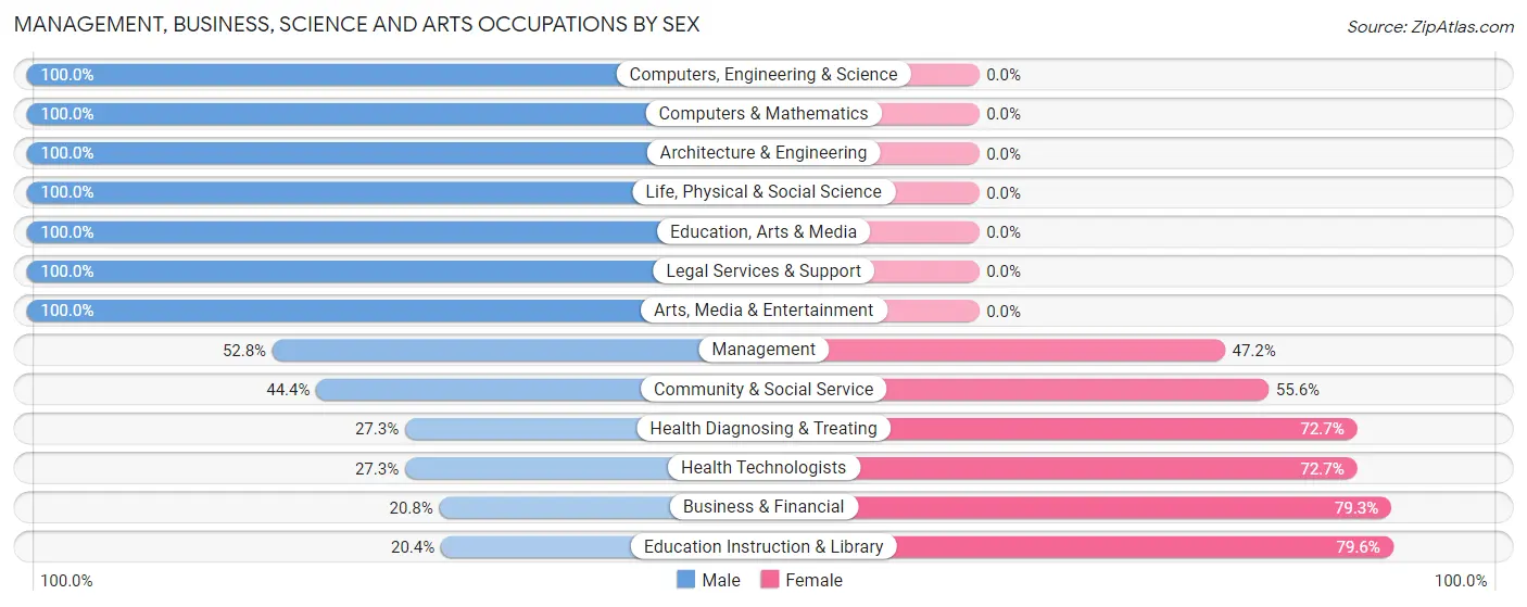 Management, Business, Science and Arts Occupations by Sex in Zip Code 12946