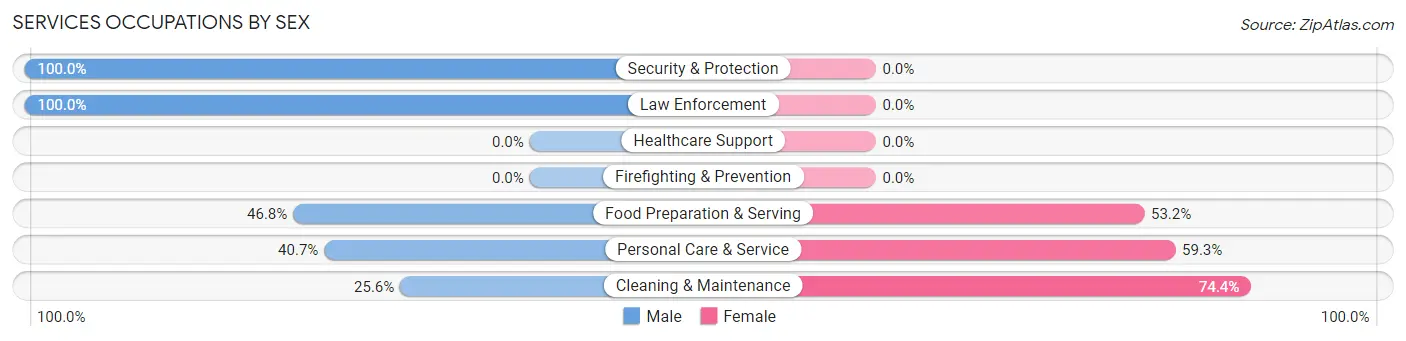 Services Occupations by Sex in Zip Code 12946