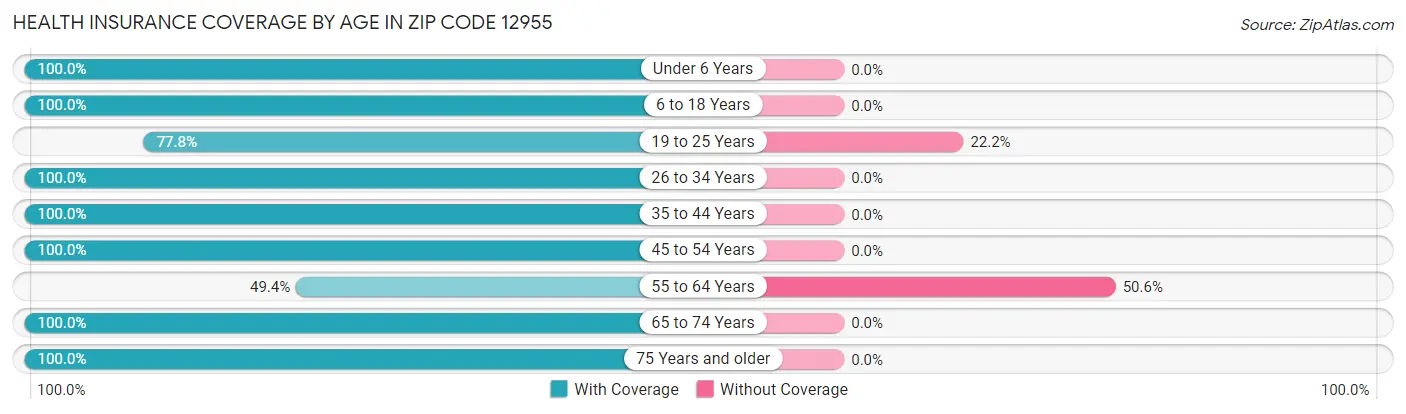 Health Insurance Coverage by Age in Zip Code 12955