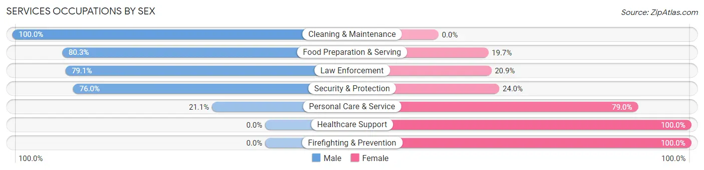 Services Occupations by Sex in Zip Code 12962