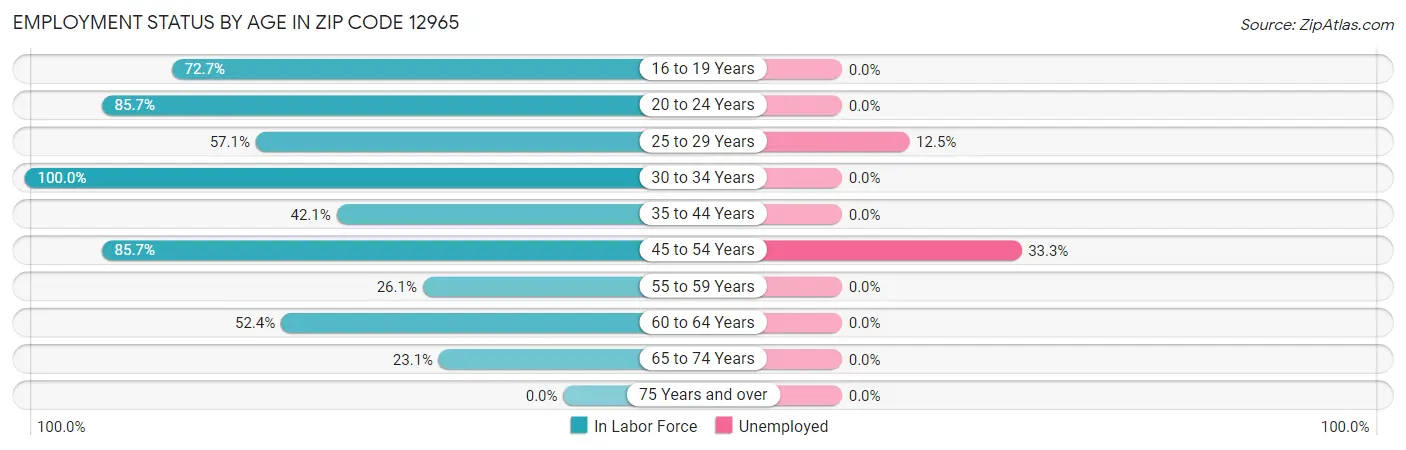 Employment Status by Age in Zip Code 12965