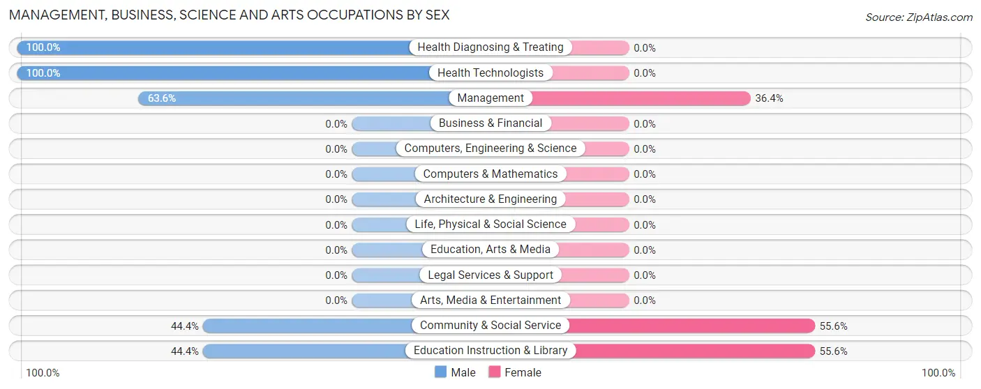 Management, Business, Science and Arts Occupations by Sex in Zip Code 12965