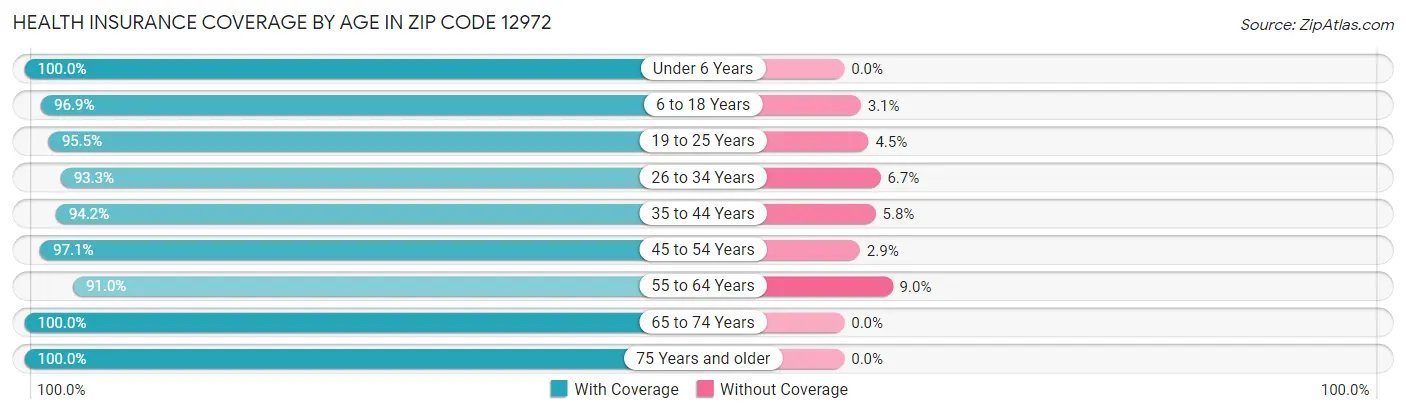 Health Insurance Coverage by Age in Zip Code 12972