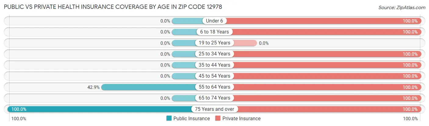 Public vs Private Health Insurance Coverage by Age in Zip Code 12978