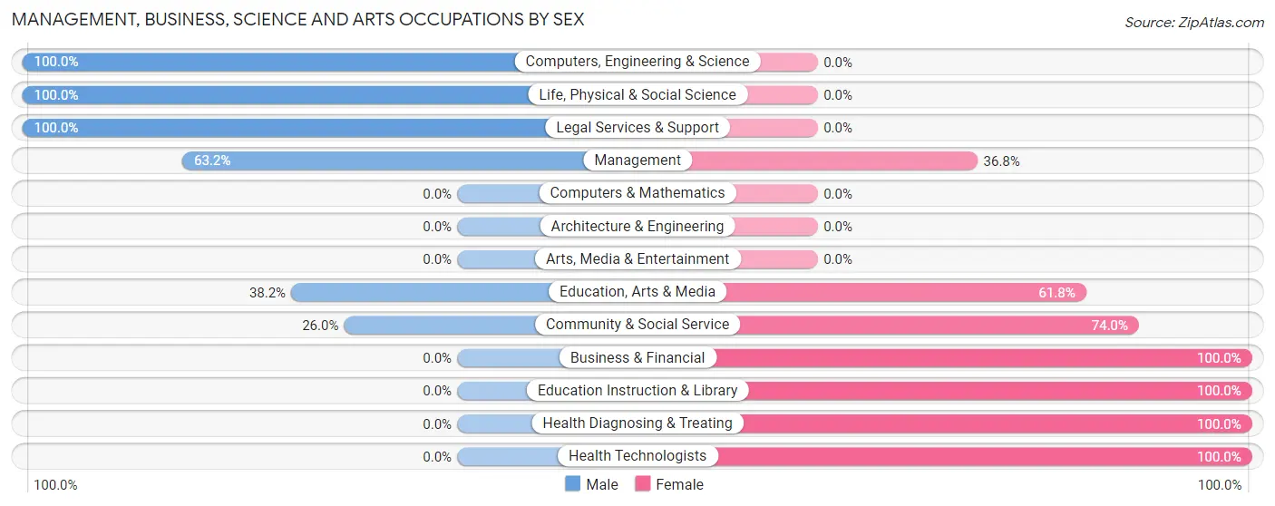 Management, Business, Science and Arts Occupations by Sex in Zip Code 12996