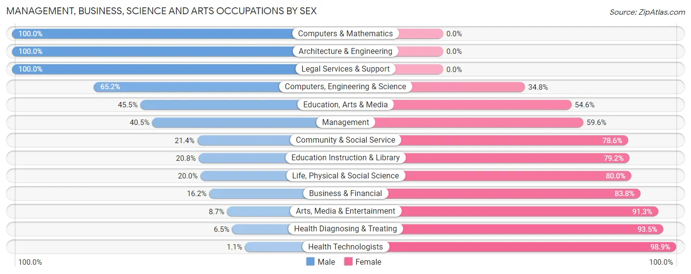 Management, Business, Science and Arts Occupations by Sex in Zip Code 13026
