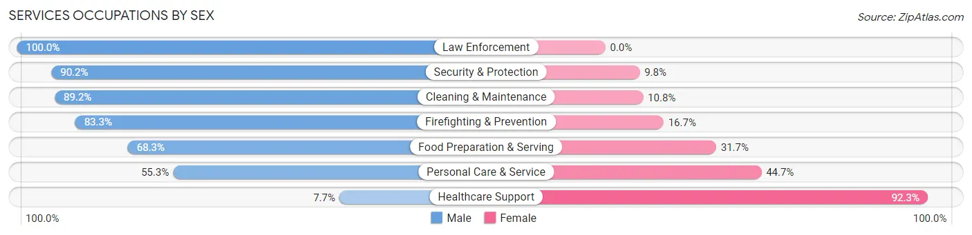 Services Occupations by Sex in Zip Code 13026