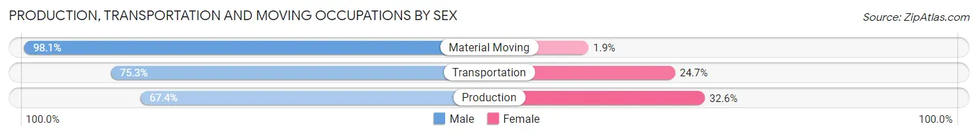 Production, Transportation and Moving Occupations by Sex in Zip Code 13033
