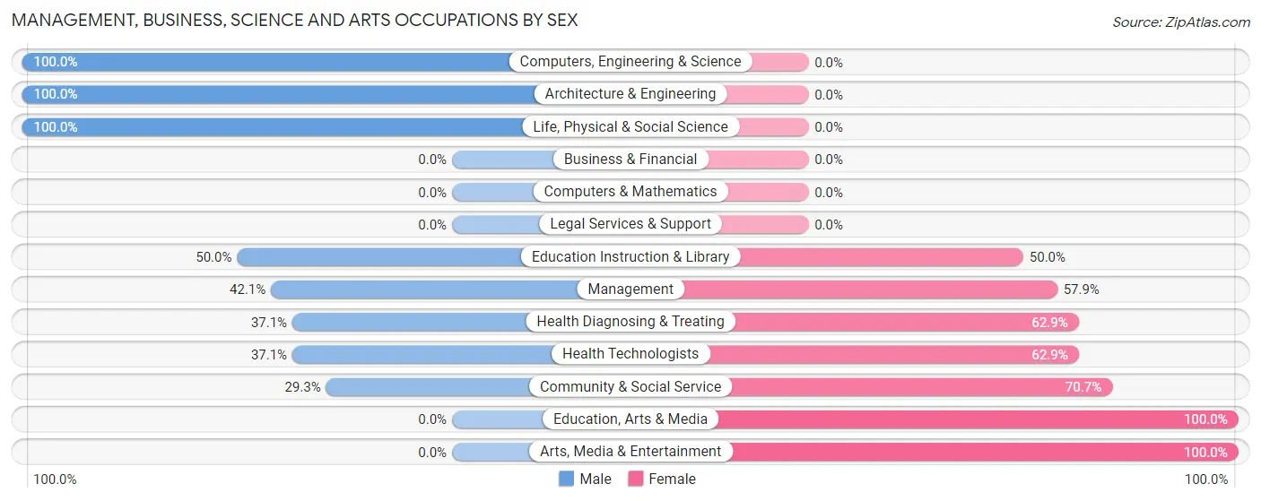 Management, Business, Science and Arts Occupations by Sex in Zip Code 13054