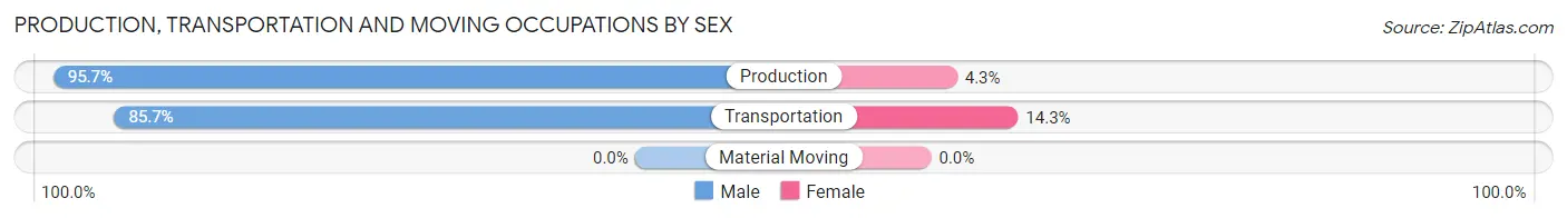 Production, Transportation and Moving Occupations by Sex in Zip Code 13054