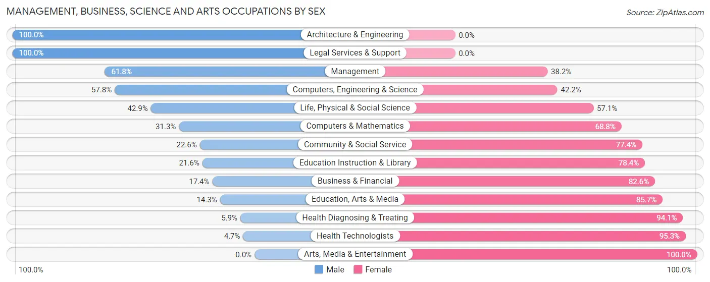 Management, Business, Science and Arts Occupations by Sex in Zip Code 13080