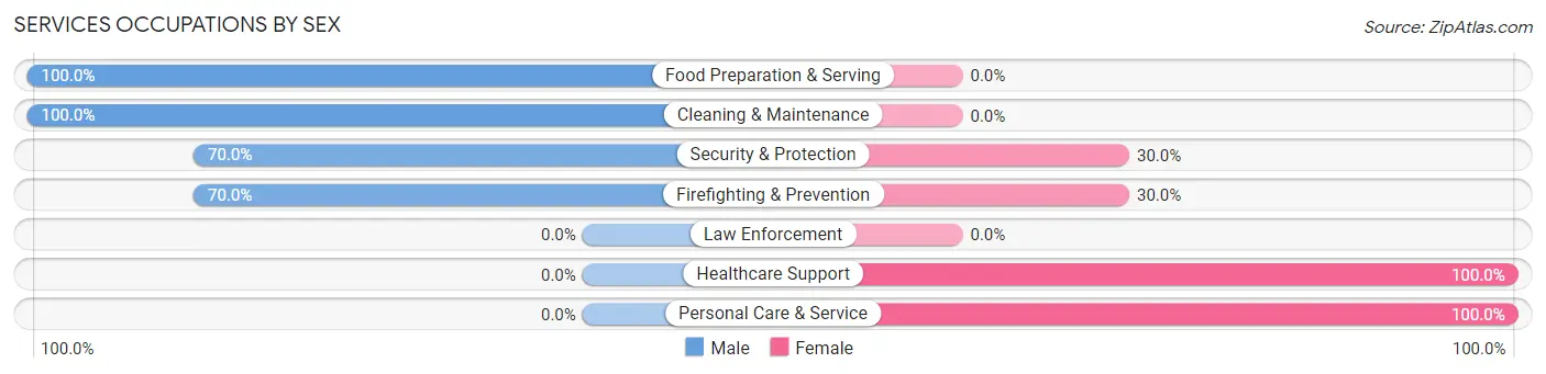 Services Occupations by Sex in Zip Code 13084