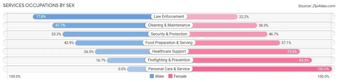 Services Occupations by Sex in Zip Code 13092