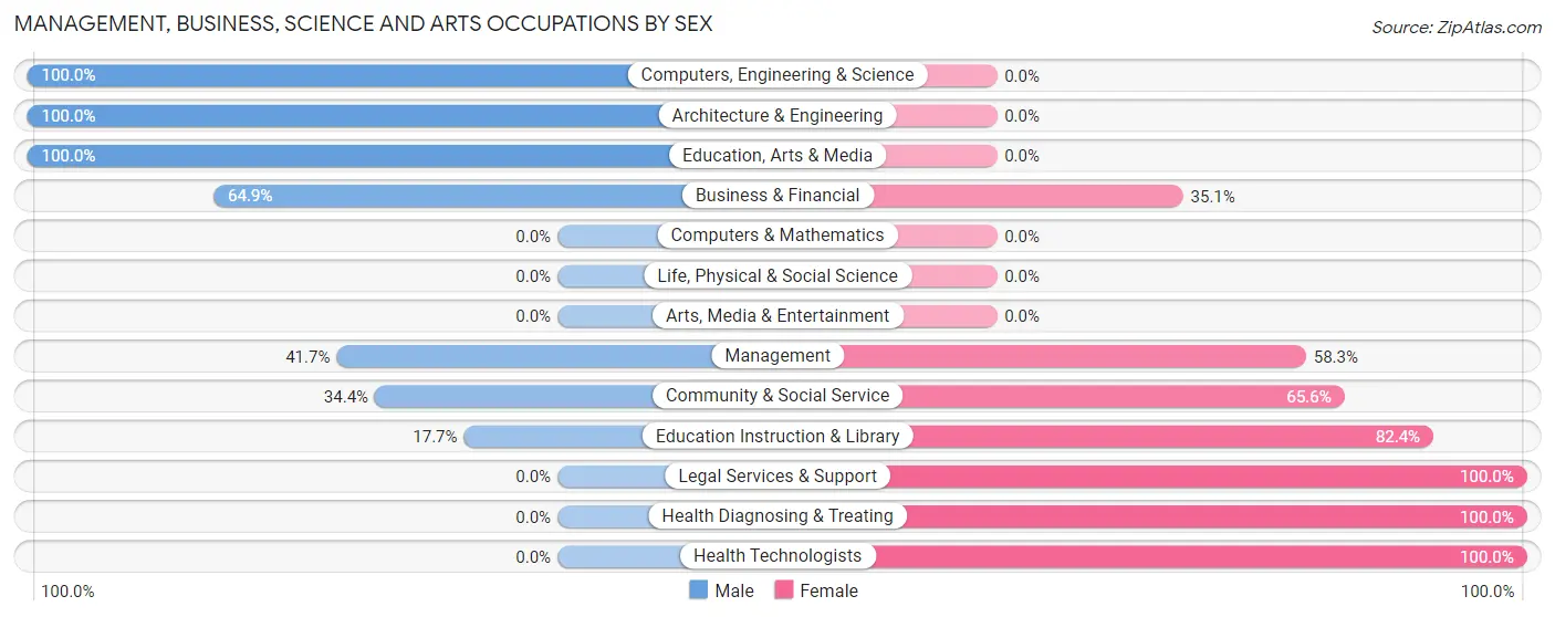 Management, Business, Science and Arts Occupations by Sex in Zip Code 13111
