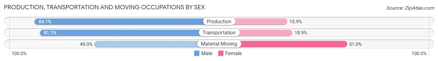 Production, Transportation and Moving Occupations by Sex in Zip Code 13148