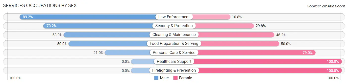 Services Occupations by Sex in Zip Code 13152