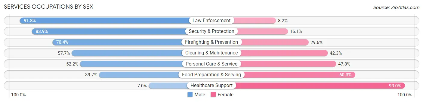 Services Occupations by Sex in Zip Code 13205