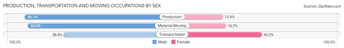 Production, Transportation and Moving Occupations by Sex in Zip Code 13206