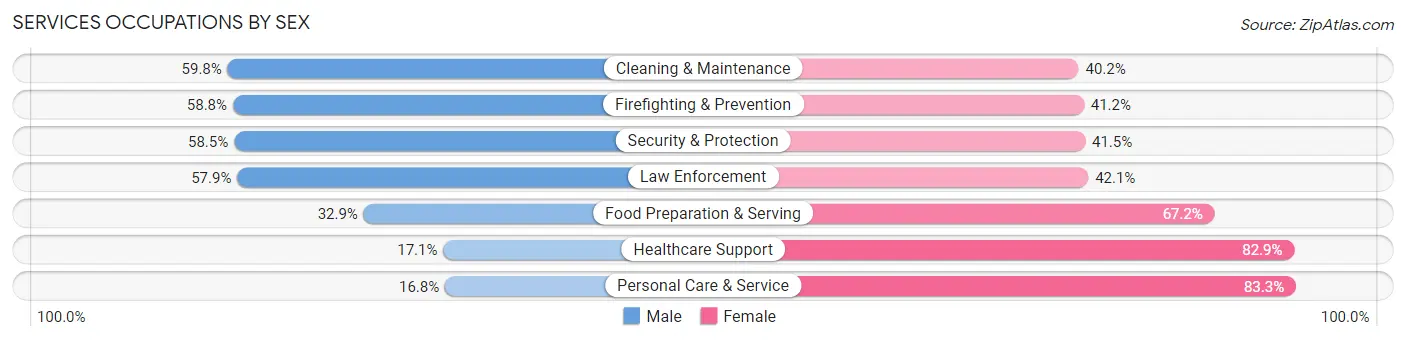 Services Occupations by Sex in Zip Code 13209