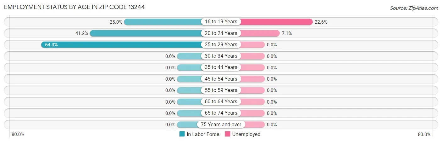 Employment Status by Age in Zip Code 13244