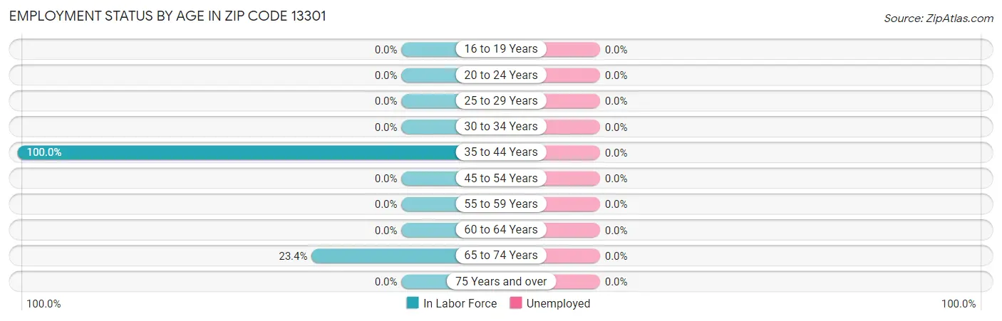 Employment Status by Age in Zip Code 13301