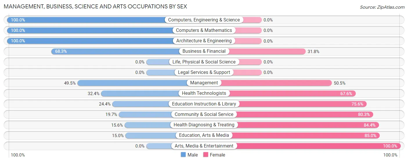 Management, Business, Science and Arts Occupations by Sex in Zip Code 13329