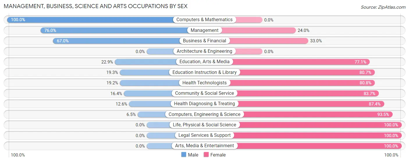 Management, Business, Science and Arts Occupations by Sex in Zip Code 13339
