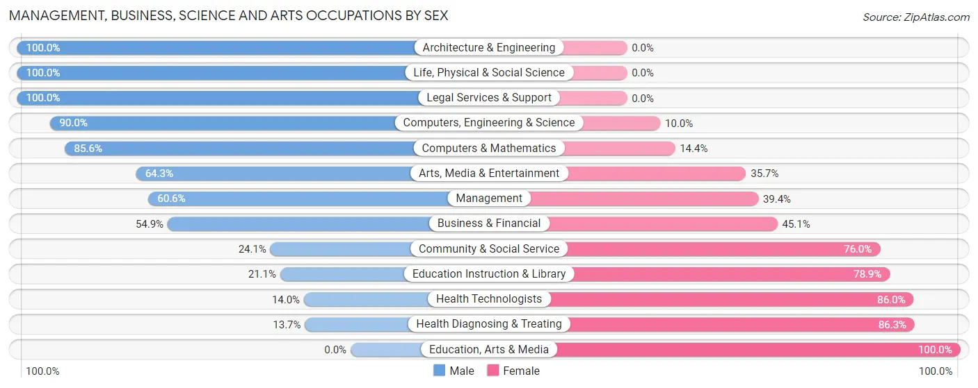 Management, Business, Science and Arts Occupations by Sex in Zip Code 13340