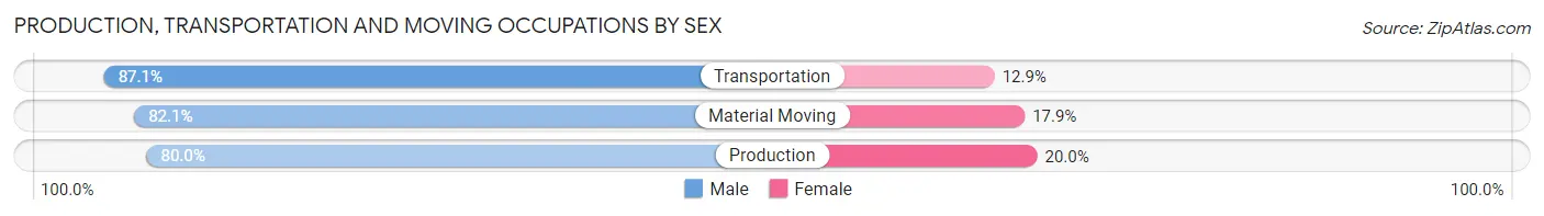 Production, Transportation and Moving Occupations by Sex in Zip Code 13340