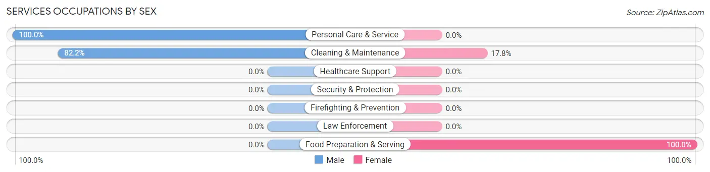 Services Occupations by Sex in Zip Code 13420