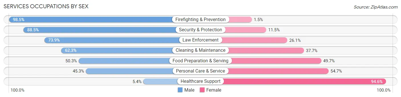 Services Occupations by Sex in Zip Code 13421