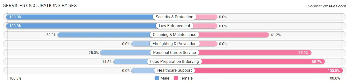 Services Occupations by Sex in Zip Code 13425