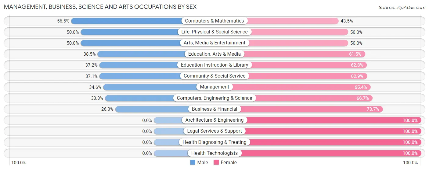 Management, Business, Science and Arts Occupations by Sex in Zip Code 13428