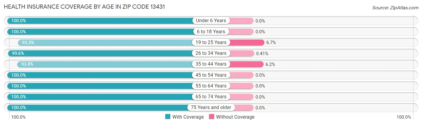 Health Insurance Coverage by Age in Zip Code 13431