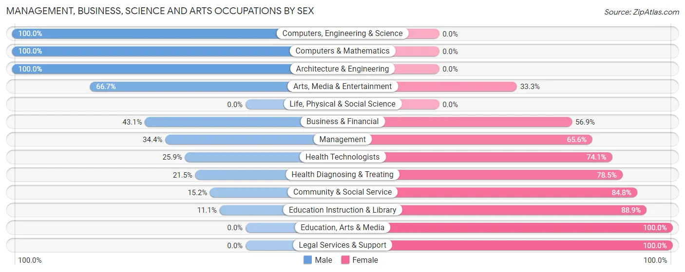 Management, Business, Science and Arts Occupations by Sex in Zip Code 13431