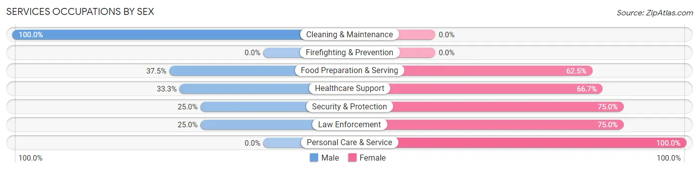 Services Occupations by Sex in Zip Code 13437